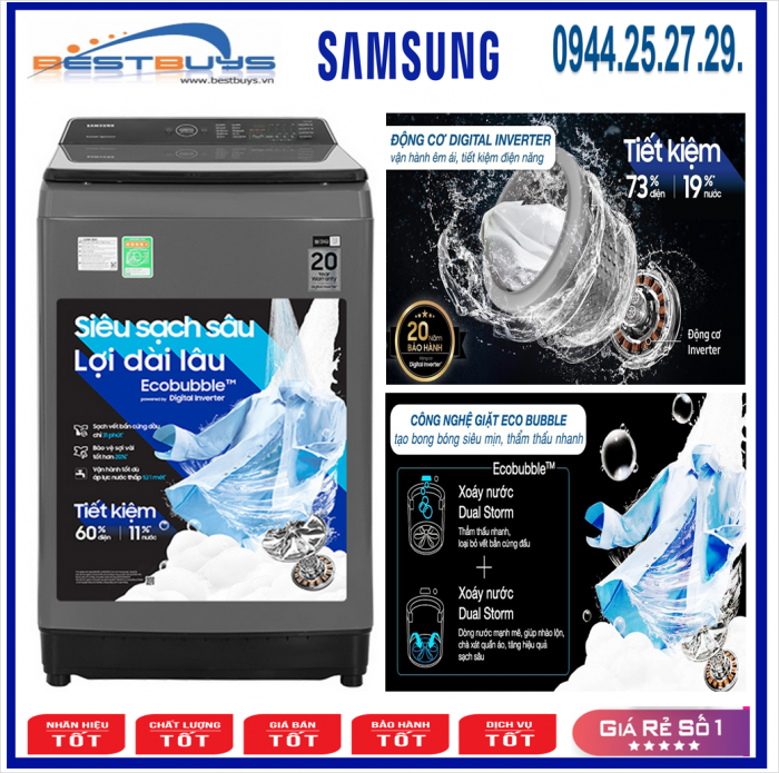 Máy giặt Samsung Ecobubble Inverter 10.5 kg WA10CG5745BDSV