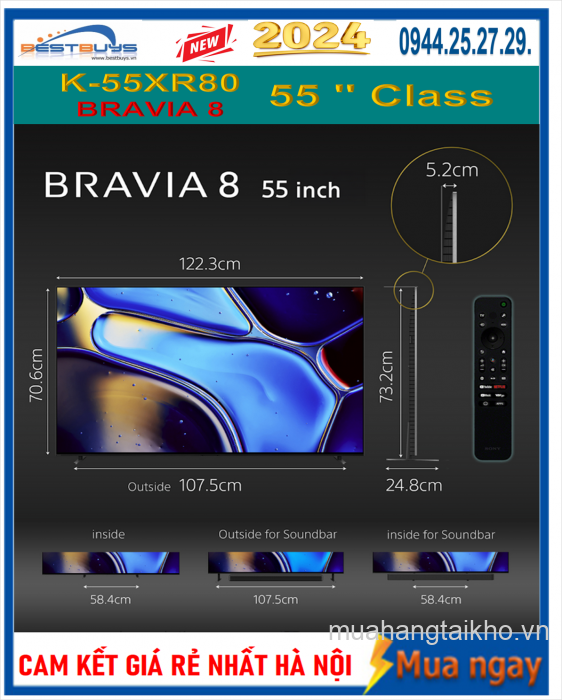 Tivi Sony 55 inch OLED 4k Bravia8 K-55XR80 [2024]