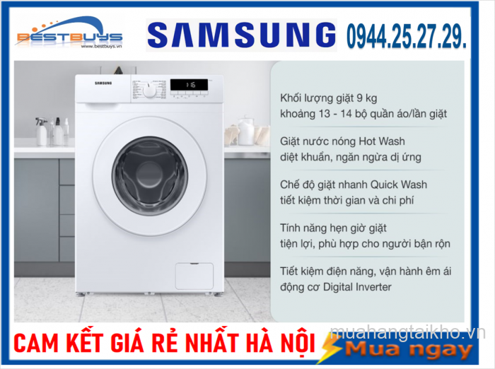 Máy giặt Samsung 9kg Inverter WW90T3040WW/SV  Mới 2021