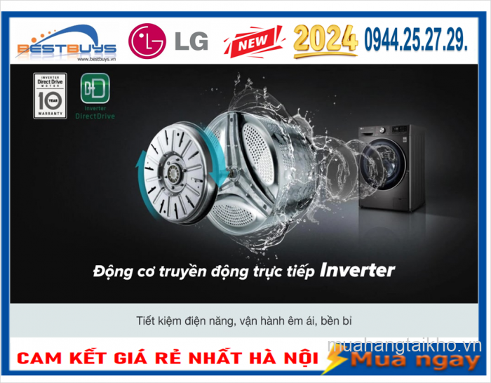 Bán Máy giặt sấy LG  giặt 21 kg - sấy 12 kg AI DD Inverter F2721HVRB Giá rẻ nhất
