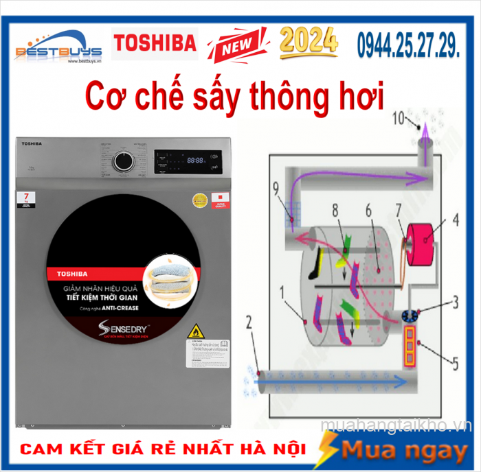Nơi Bán Máy sấy Toshiba 7 kg TD-H80SEV(SK) Với Gái Rẻ Nhất Hà Nội