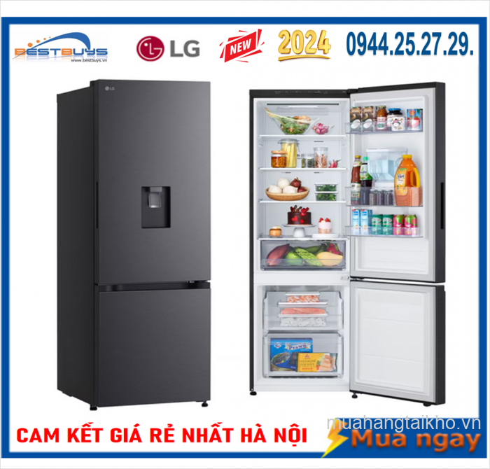 Tủ lạnh LG ngăn đá dưới màu đen 360L LBD33BLM Mới 2024