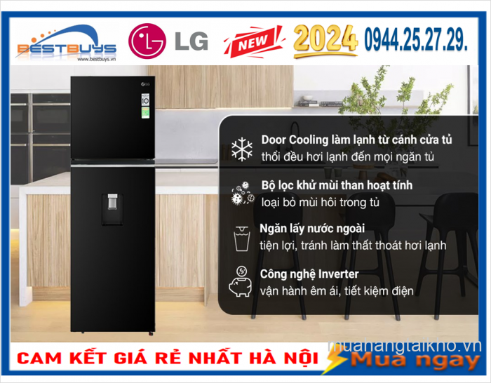Tủ lạnh LG Inverter 334 Lít LTD33BLM Mới 2024