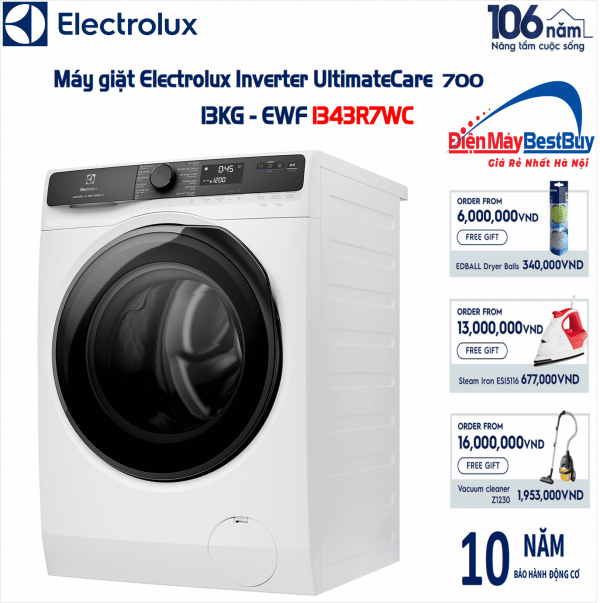 Máy giặt Electrolux EWF1343R7WC Inverter 13 kg