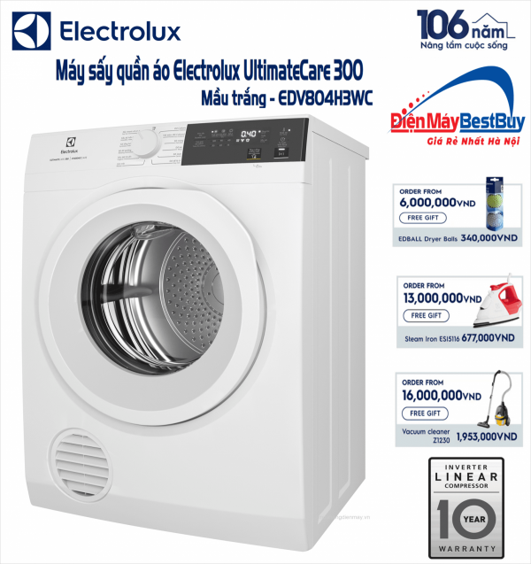 Máy sấy Electrolux EDV804H3WC 8 kg