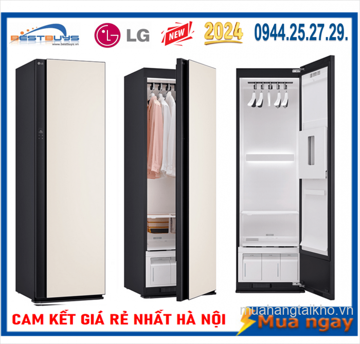 Tủ chăm sóc quần áo thông minh LG Styler Inverter 5 móc SC5MBR80H có bàn là Mới 2024