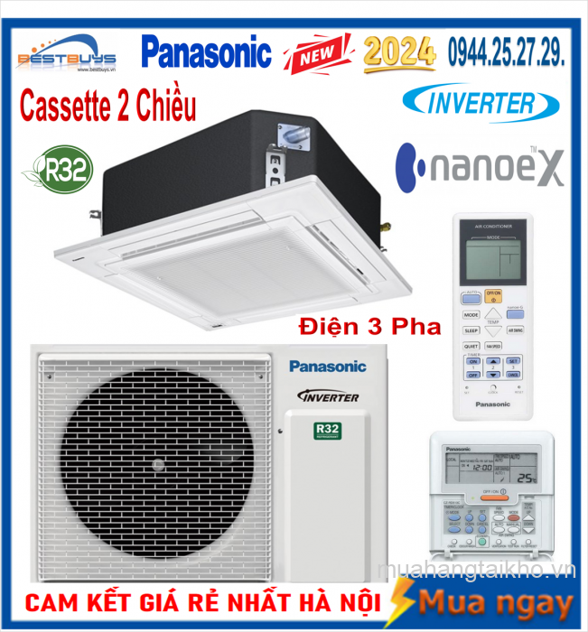 Điều hòa Panasonic Cassette 2 ChiềU 43000 Inverter S-3448PU3HB/U-43PZ3H8 Mới 2024