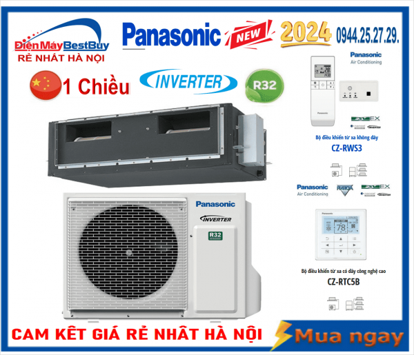 Điều hòa âm trần nối ống gió Panasonic 1 Chiều Inventer 30.000btu S-2430PF3H/U-30PR1H5