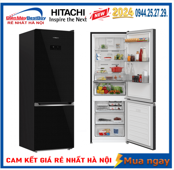 Tủ lạnh Hitachi Inverter ngăn đông dưới 323 lít HRBN6340DUVN New 2024
