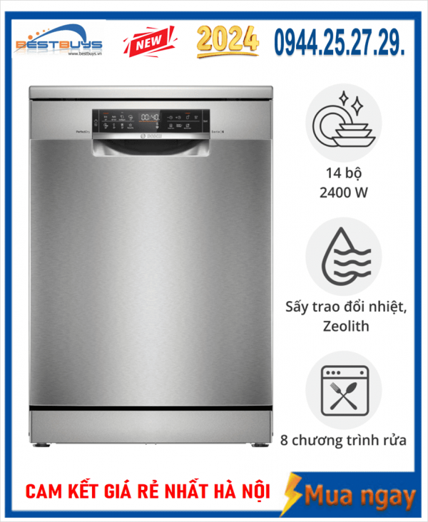 Máy rửa bát Bosch 14 bộ Serie 6 sấy Zeolith SMS6ZCI16E [Đức] New 2024