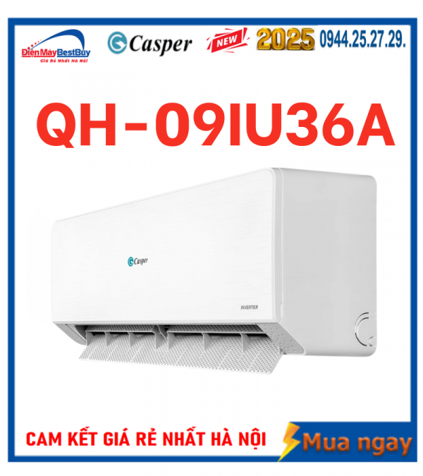 Điều hòa Casper QH-09IU36A 9000 BTU 2 chiều Inverter [2025]