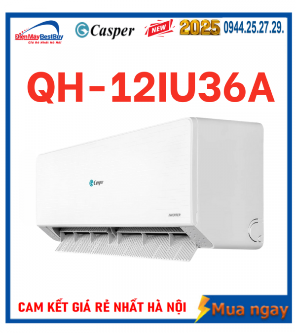 Điều hòa Casper QH-12IU36A 12000 BTU 2 chiều Inverter [2025]