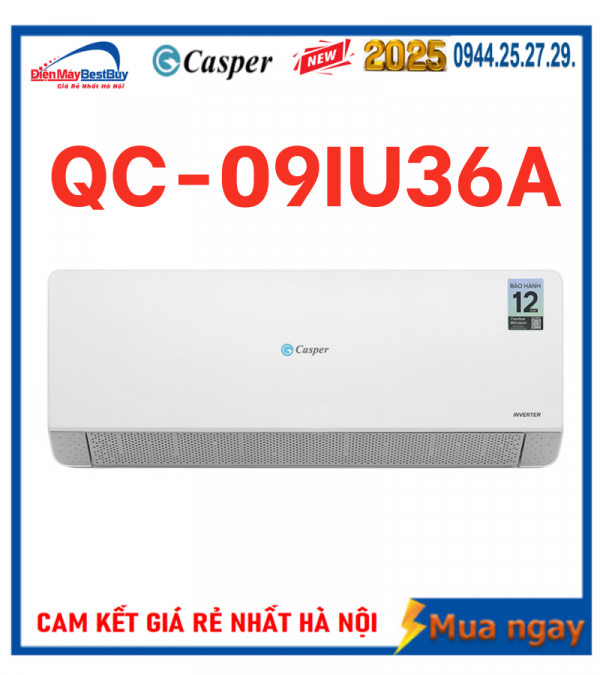 Điều hòa Casper QC-09IU36A 9000 BTU 1 chiều Inverter [2025]
