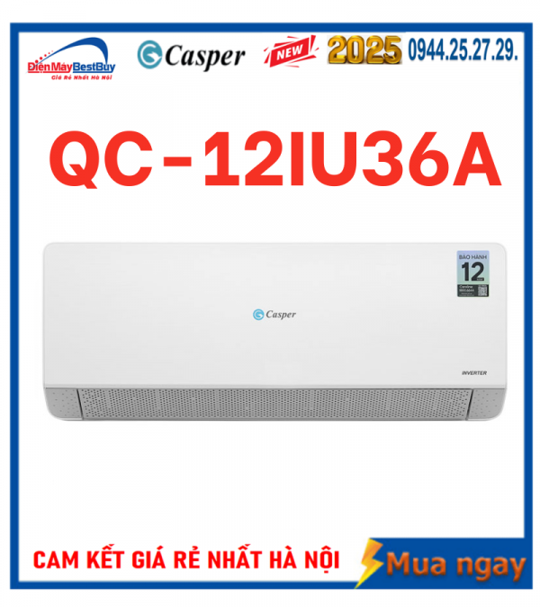 Điều hòa Casper QC-12IU36A 12000 BTU 1 chiều Inverter [2025]