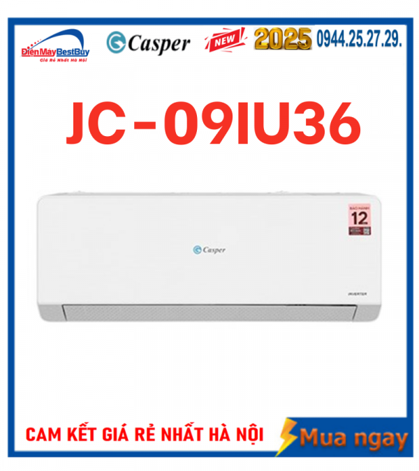 Điều hòa Casper JC-09IU36 9000 BTU 1 chiều Inverter [2025]