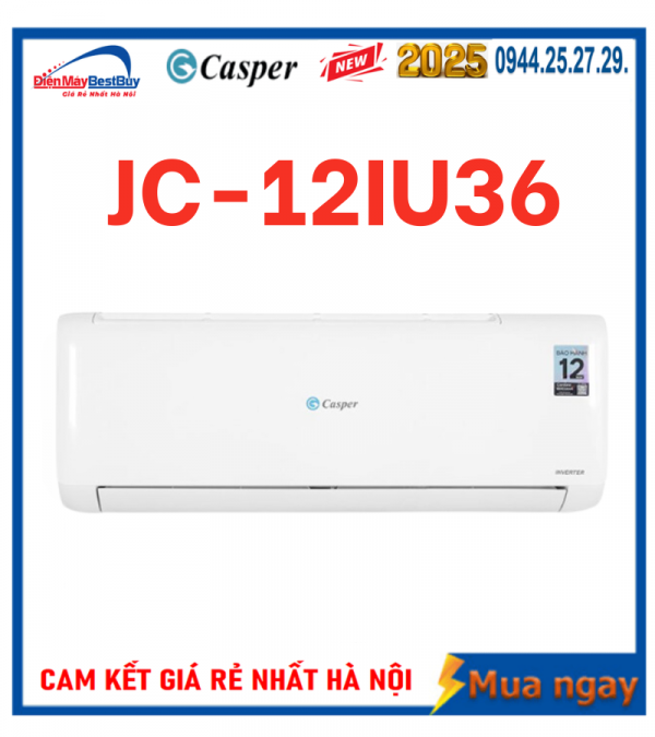 Điều hòa Casper JC-12IU36 12000 BTU 1 chiều Inverter [2025]