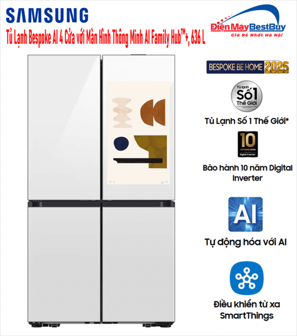 Tủ lạnh Samsung Inverter 636 lít Multi Door Bespoke RF65DB990012SV