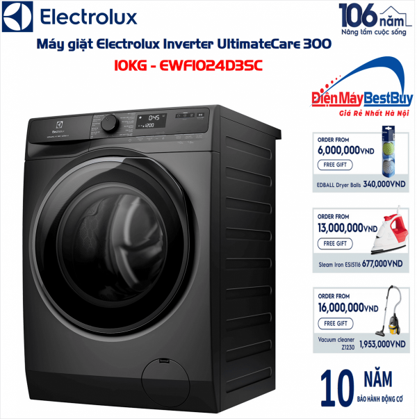 Máy giặt Electrolux EWF1024D3SC Inverter 10kg