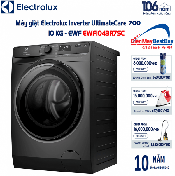 Máy giặt Electrolux EWF1043R7SC Inverter 10 kg