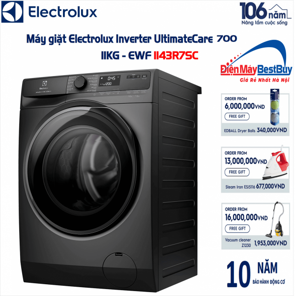 Máy giặt Electrolux EWF1143R7SC Inverter 11 kg