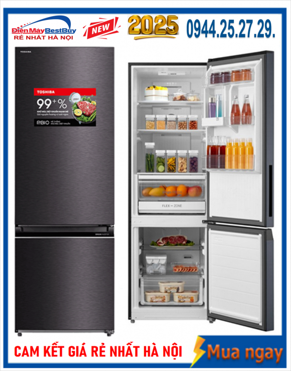 Tủ lạnh Toshiba GR-RB410WE-PMV(37)-SG Inverter 325 lít