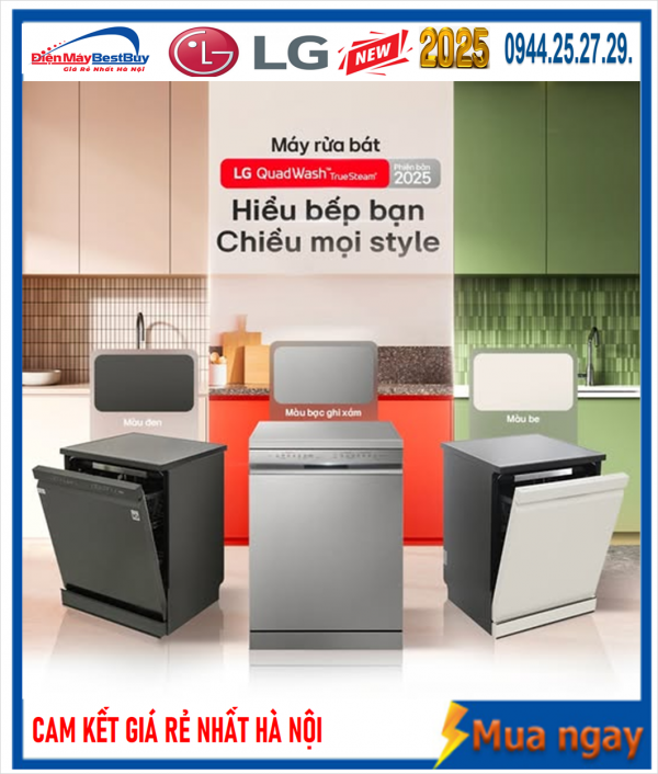 Máy rửa bát độc lập LG 14 bộ LDT14SVA4 Mới 2025