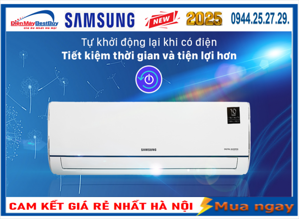 Điều hòa Samsung 12000 btu 1 chiều Inverter AR13DYHZAWKNSV Mới 2025