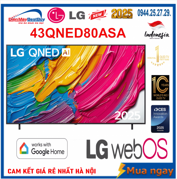 Tivi QNED LG AI 4K 43 inch 43QNED80ASA New [2025]