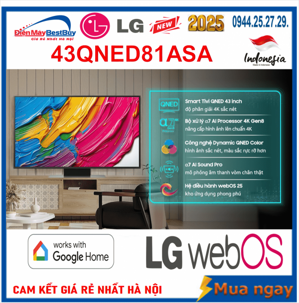 Smart Tivi QNED LG AI 4K 43 inch 43QNED81ASA New [2025]