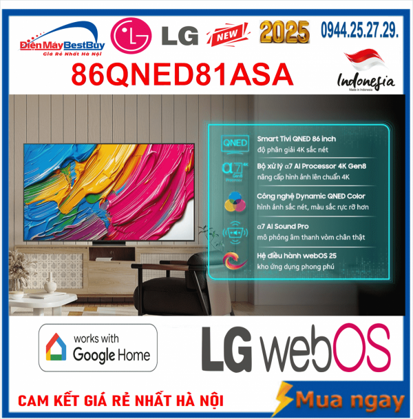 Smart Tivi QNED LG AI 4K 86 inch 86QNED81ASA New [2025]