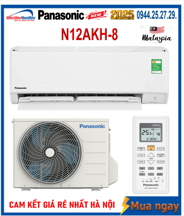 Điều hòa Panasonic 12000 1 chiều N12AKH-8 New [2025]