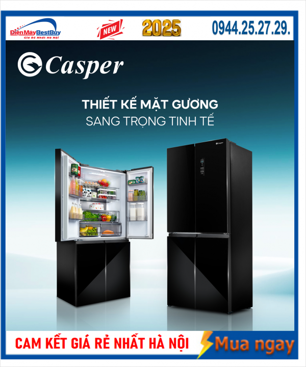 Tủ lạnh 4 cửa CASPER Inverter 430 lít RM-D430GBS New 2025
