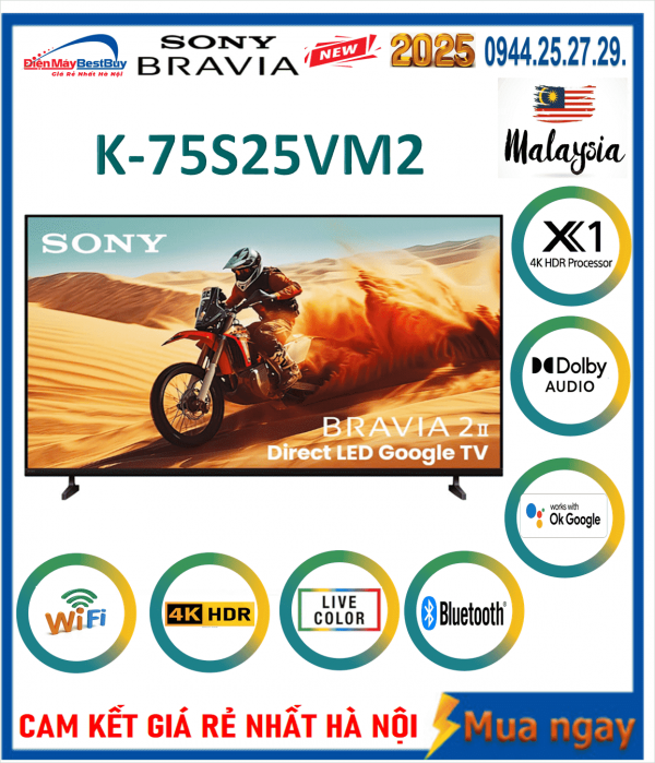 Nơi Bán Smart TiVi Sony BRAVIA 2 II 75 inch 4K HDR (K-75S25) Giá rẻ nhất