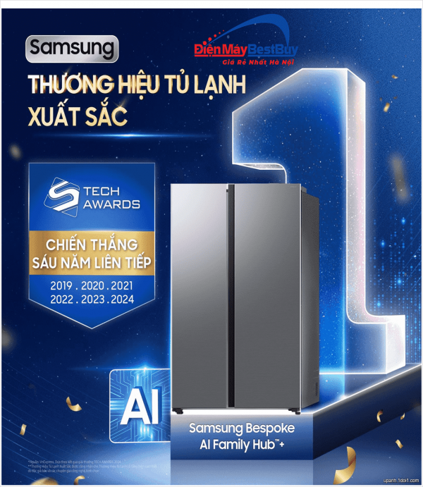 Tủ lạnh Samsung Inverter 655 lít Side By Side RS70F65Q3TSV [2025]