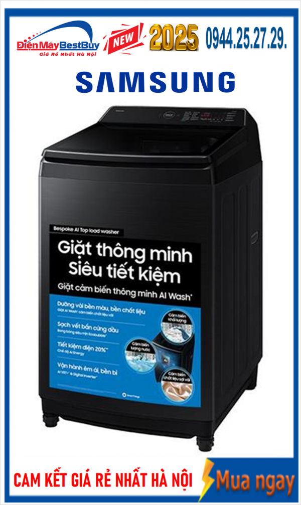 Máy giặt Bespoke Samsung Ecobubble Inverter 13Kg WA80F13S5BSV [2025]