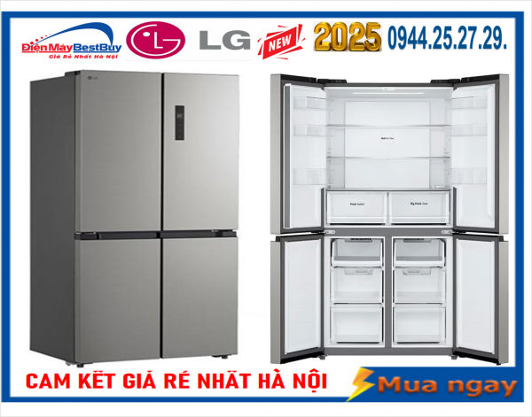 Tủ lạnh LG Inverter 474 lít Multi Door màu bạc LFB47SVM New 2025