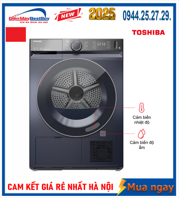 Máy sấy bơm nhiệt heat pump Toshiba 10 Kg TD-BP110GHV(MG) New 2025