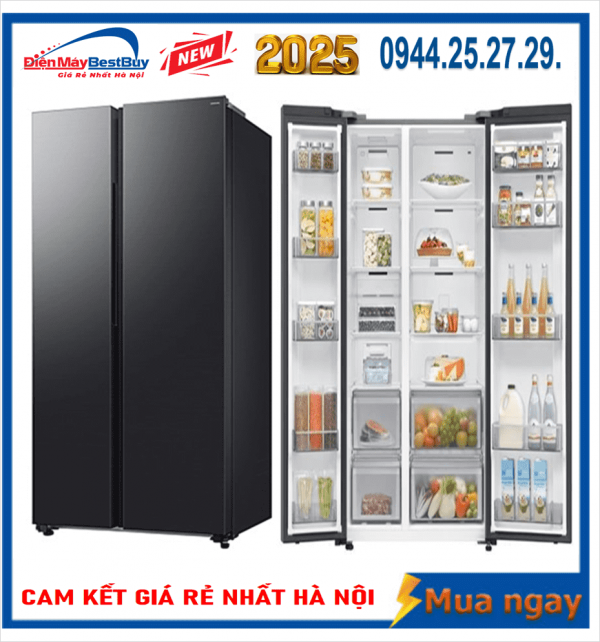 Tủ lạnh Samsung Inverter 655 lít Side By Side RS70F65Q3FSV New 2025