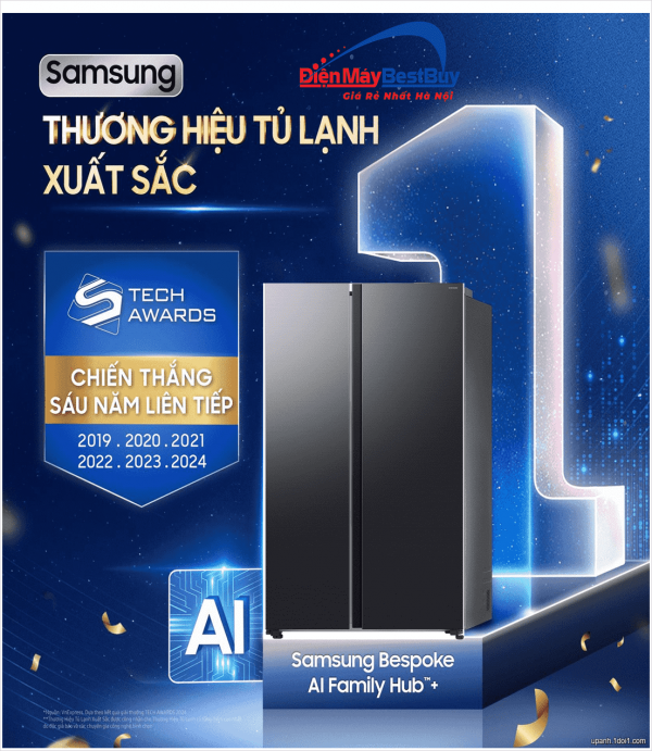 Tủ lạnh Samsung Inverter 655 lít Side By Side RS70F65Q3FSV New 2025