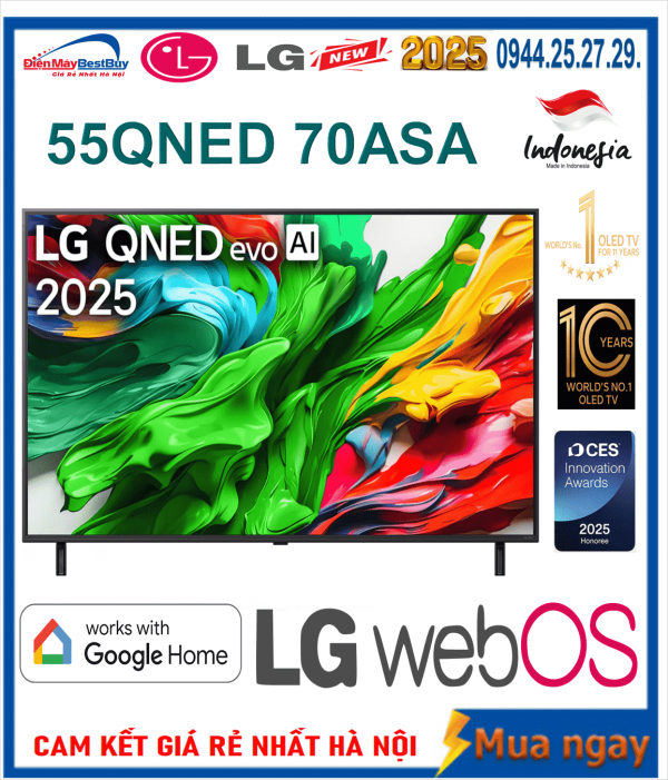 Tivi QNED LG AI 4K 55 inch 55QNED70ASA Mới [2025]