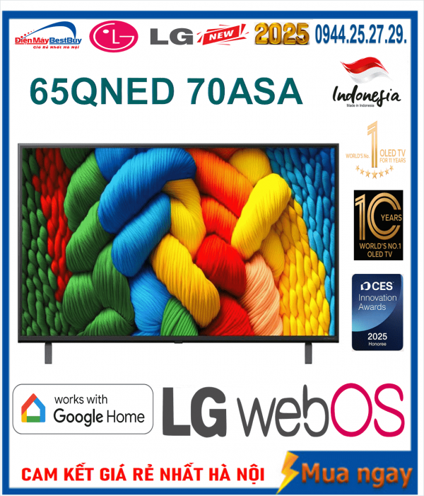 Tivi QNED LG AI 4K 65 inch 65QNED70ASA Mới [2025]