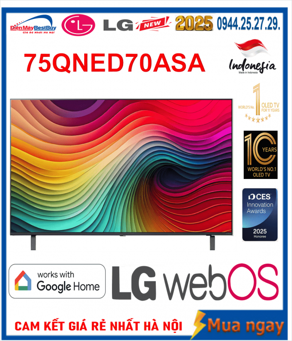 Tivi QNED LG AI 4K 75 inch 75QNED70ASA Mới [2025]
