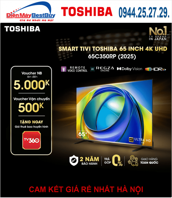 Smart Tivi Toshiba AI 4K 65 inch 65C350RP [2025]