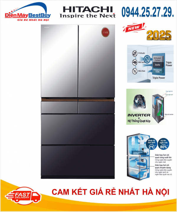 Tủ lạnh Nhập Khẩu Nhật Bản Hitachi Inverter 670 lít R-GW670TV