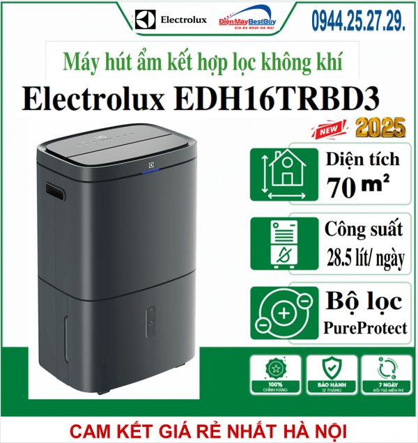 Máy hút ẩm lọc không khí Electrolux EDH16TRBD3 [2025]