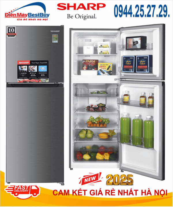 Tủ lạnh Sharp Inverter 247 lít SJ-X270V-SL Mới 2025