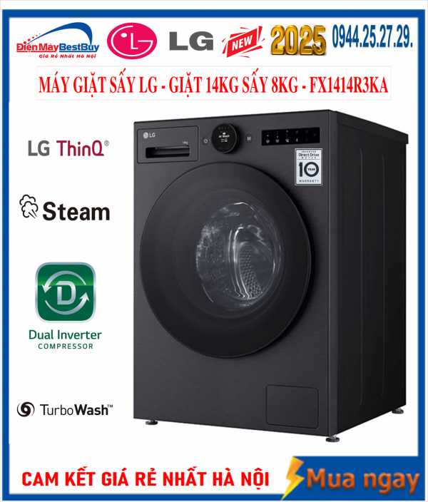 Máy Giặt LG Inventer 14kg Series 7 FX1414S3KA [2025]