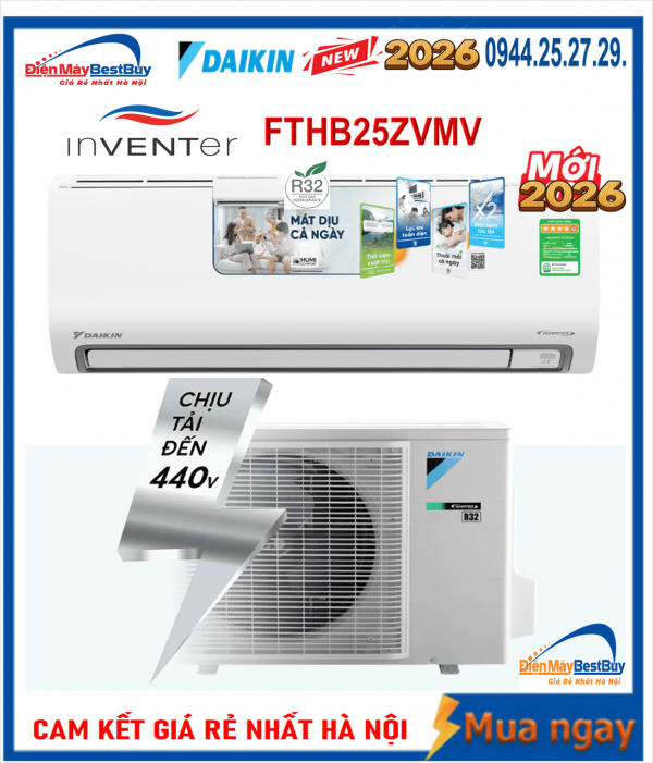 Điều hòa Daikin 9000 BTU 1 chiều inverter FTHB25ZVMV [2026]