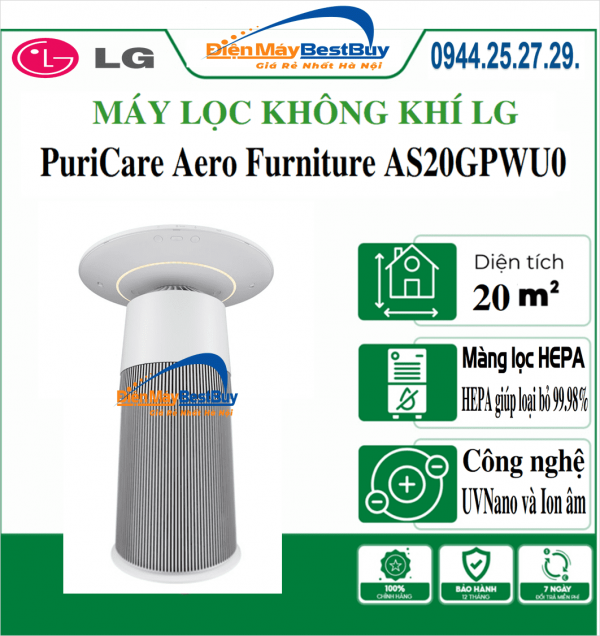 Máy lọc không khí LG PuriCare Aero Furniture AS20GPWU0 Trắng [2025]