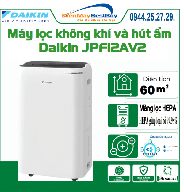 Máy hút ẩm và lọc không khí Daikin JPF12AV2 